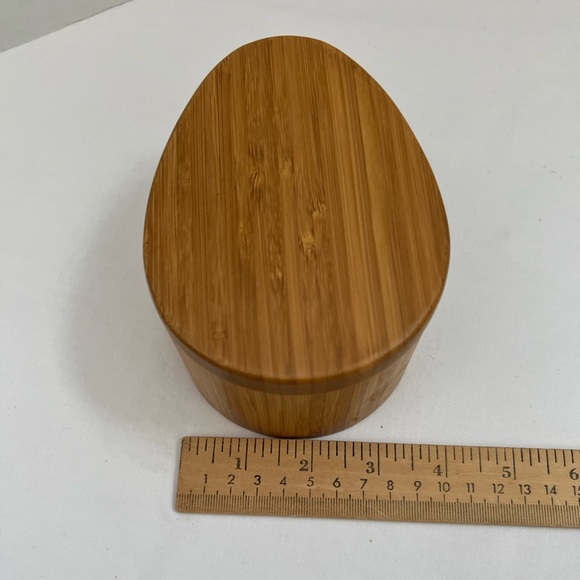 Totally Bamboo Salt Cellar Storage Trinket Box with Swivel Lid Tear Drop Shape - Picture 14 of 16
